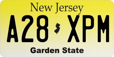 NJ license plate A28XPM