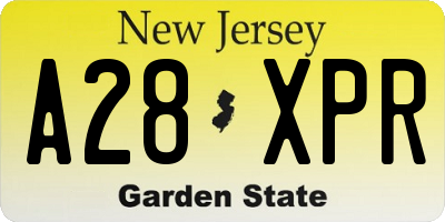 NJ license plate A28XPR