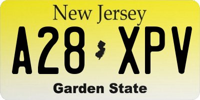 NJ license plate A28XPV