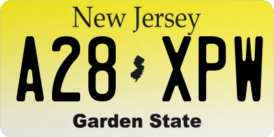 NJ license plate A28XPW