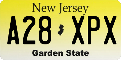NJ license plate A28XPX