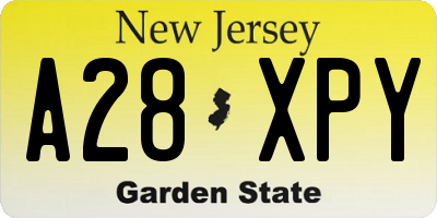 NJ license plate A28XPY