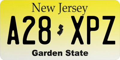 NJ license plate A28XPZ