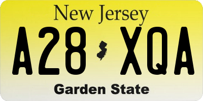 NJ license plate A28XQA