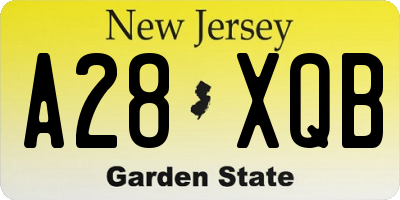 NJ license plate A28XQB