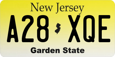 NJ license plate A28XQE