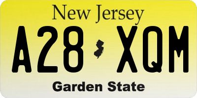 NJ license plate A28XQM