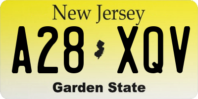 NJ license plate A28XQV