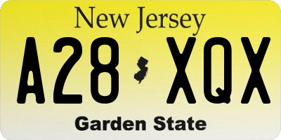 NJ license plate A28XQX