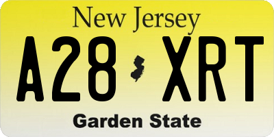 NJ license plate A28XRT