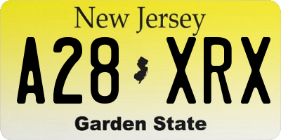 NJ license plate A28XRX