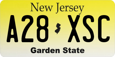 NJ license plate A28XSC