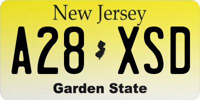 NJ license plate A28XSD