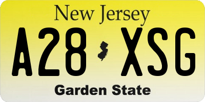 NJ license plate A28XSG