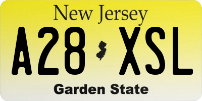 NJ license plate A28XSL