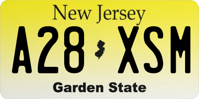 NJ license plate A28XSM