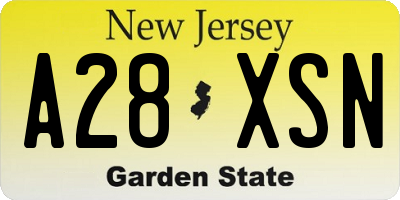 NJ license plate A28XSN