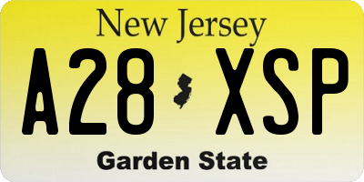 NJ license plate A28XSP