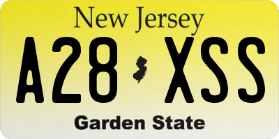 NJ license plate A28XSS