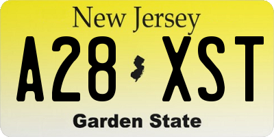NJ license plate A28XST