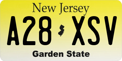 NJ license plate A28XSV