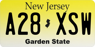NJ license plate A28XSW