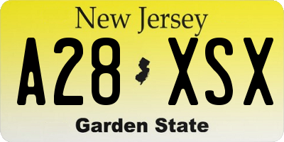 NJ license plate A28XSX