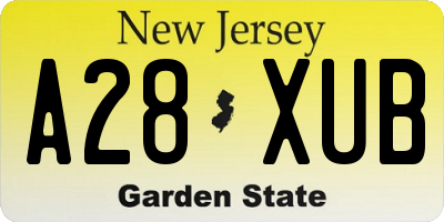 NJ license plate A28XUB