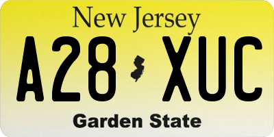 NJ license plate A28XUC
