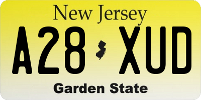 NJ license plate A28XUD
