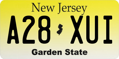 NJ license plate A28XUI