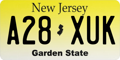 NJ license plate A28XUK