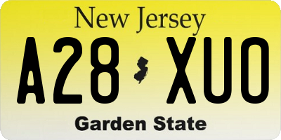 NJ license plate A28XUO