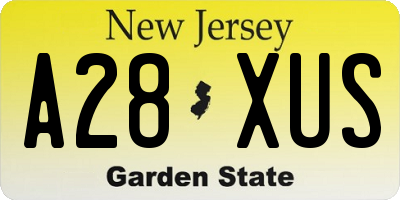 NJ license plate A28XUS