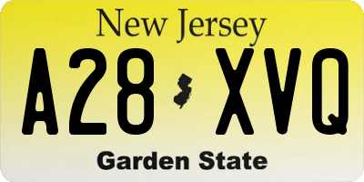 NJ license plate A28XVQ