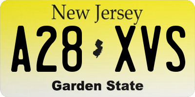 NJ license plate A28XVS