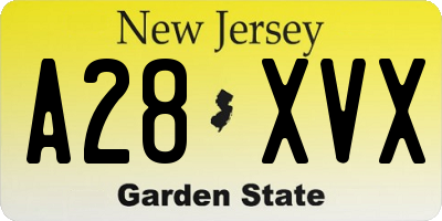 NJ license plate A28XVX