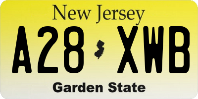 NJ license plate A28XWB