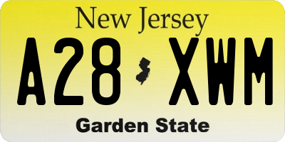 NJ license plate A28XWM