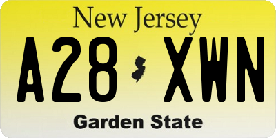 NJ license plate A28XWN