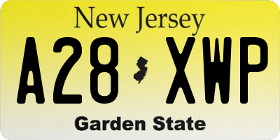 NJ license plate A28XWP