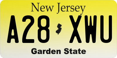 NJ license plate A28XWU