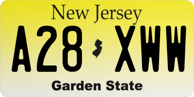 NJ license plate A28XWW