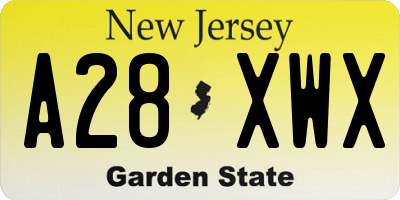 NJ license plate A28XWX