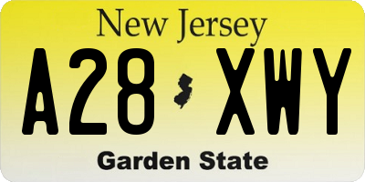 NJ license plate A28XWY