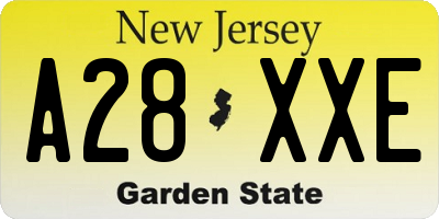 NJ license plate A28XXE
