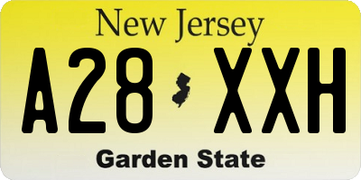 NJ license plate A28XXH