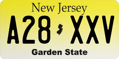 NJ license plate A28XXV