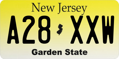 NJ license plate A28XXW