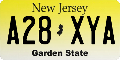 NJ license plate A28XYA